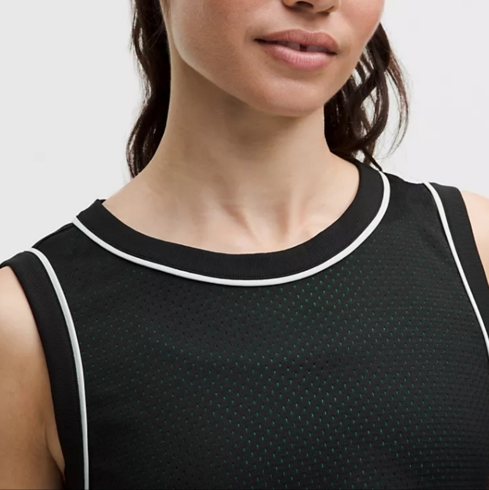 Lululemon Double Layered Mesh Reversible Tank Top Black Green XL - Picture 3 of 11
